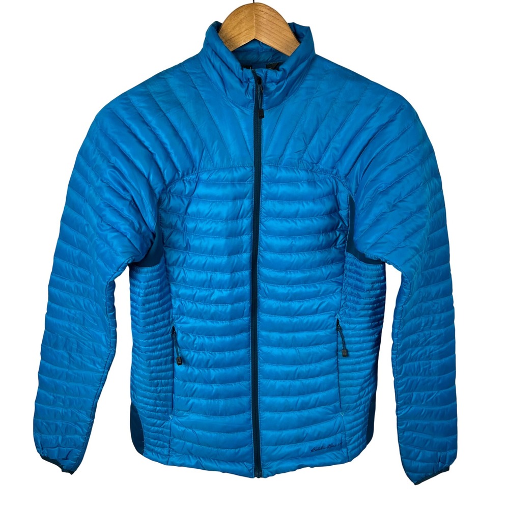 Eddie Bauer Packable Down Jacket Womens Tall Small Puffer Quilted Blue Goose